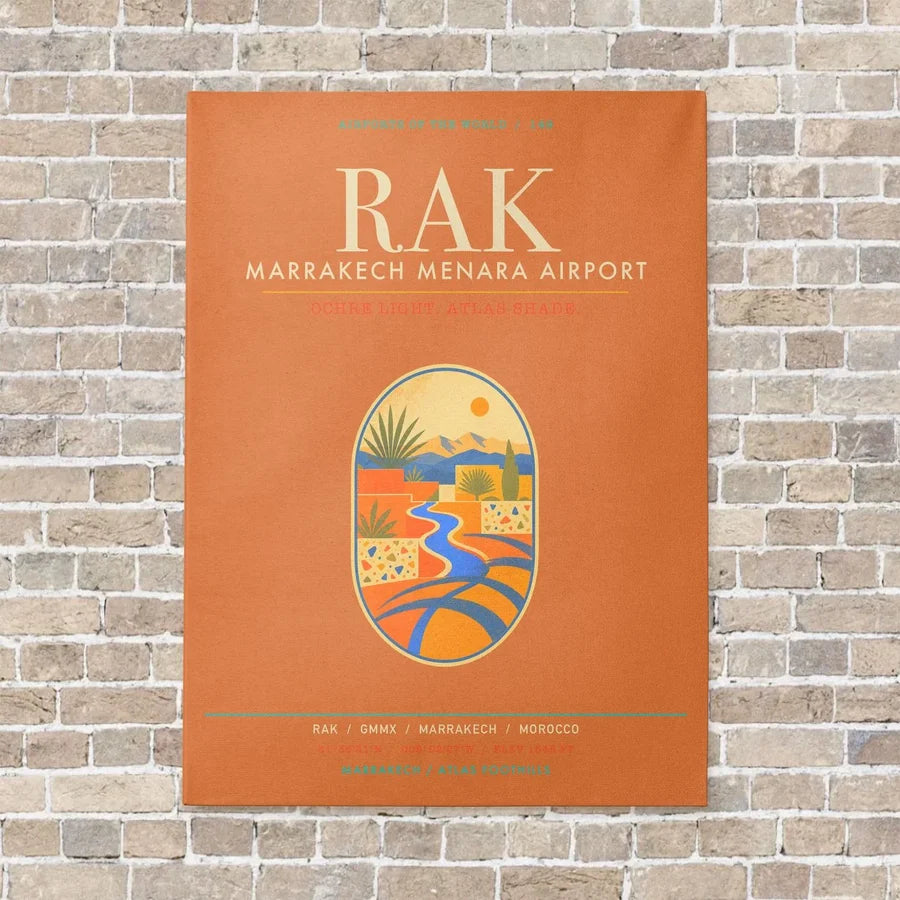 Marrakech Menara Airport RAK - Canvas Framed - Orange