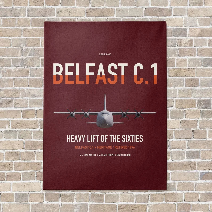 Short Belfast C.1 vertical canvas print - no frame - dark red background