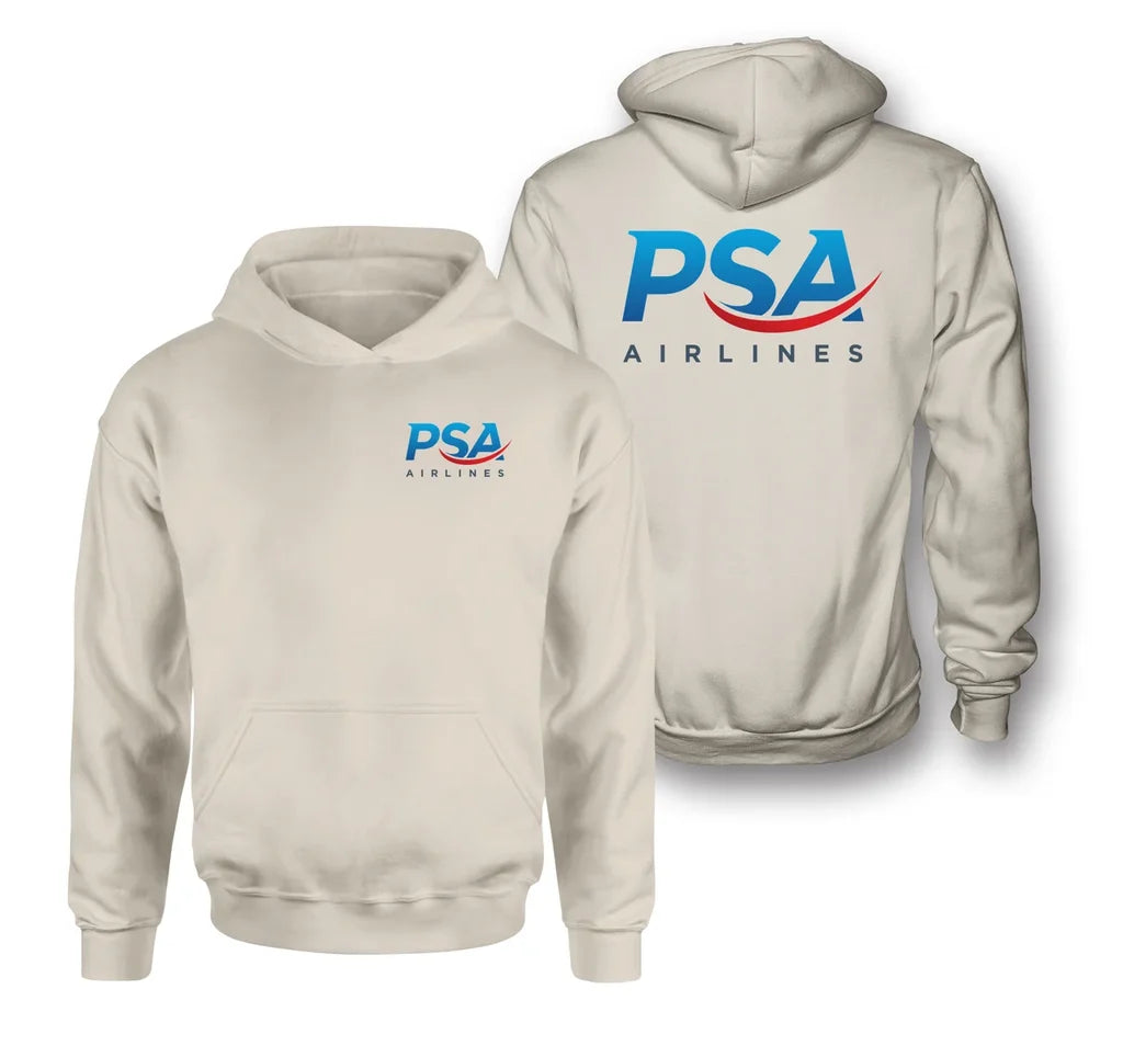 PSA Airlines logo on khaki double side hoodie