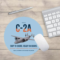 Thumbnail for C-2A Greyhound design on light blue round mouse pad