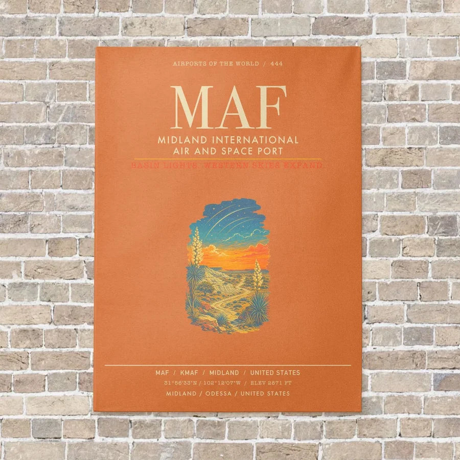 Midland International Air and Space Port MAF - Canvas Framed - Orange