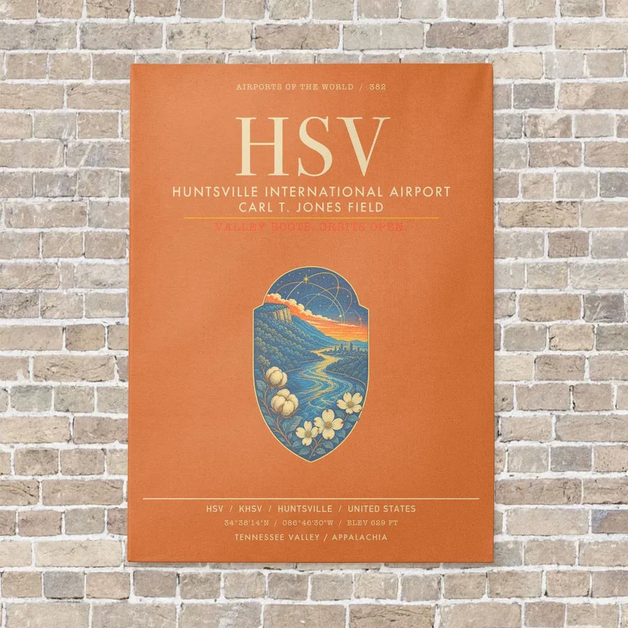 Huntsville International Airport HSV - Canvas Framed - Orange