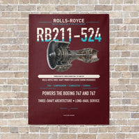 Thumbnail for RB211-524 vertical canvas print - no frame - dark red background