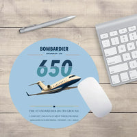 Thumbnail for Bombardier Challenger 650 design on light blue round mouse pad