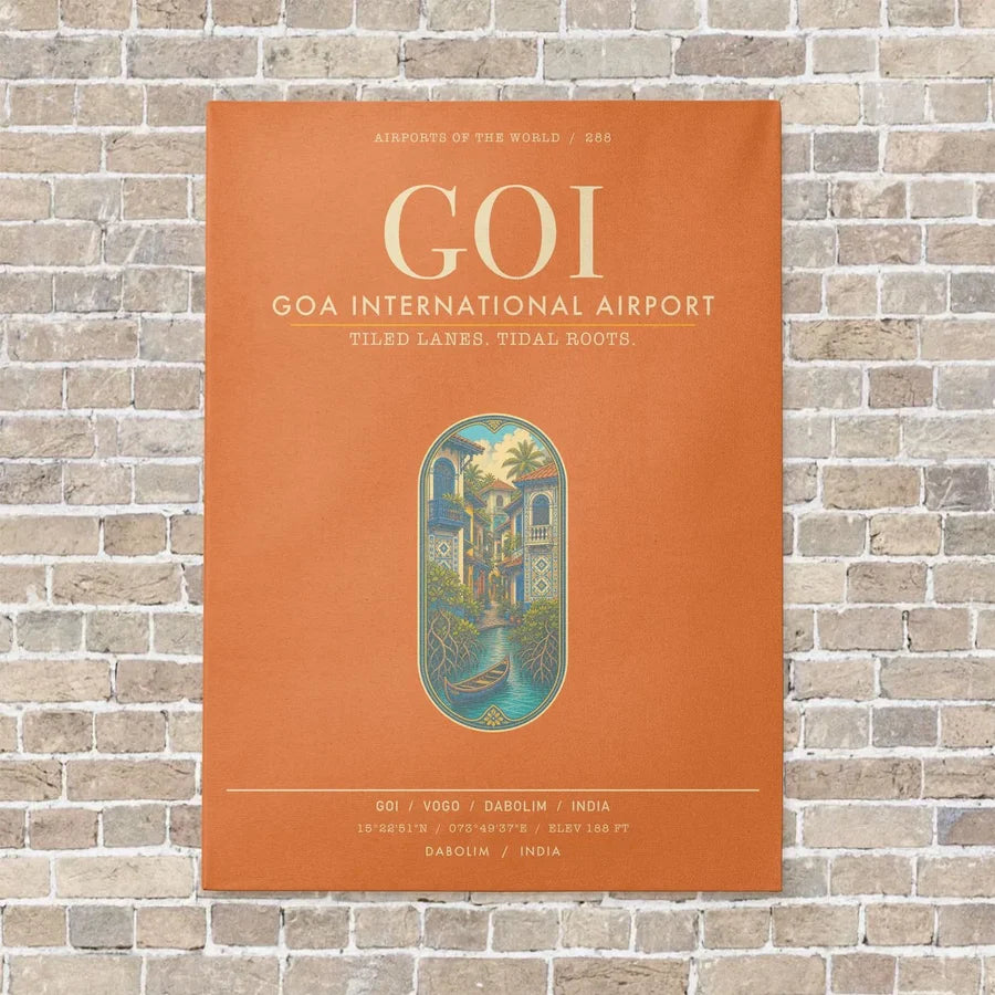 Goa International Airport Dabolim GOI - Canvas Framed - Orange