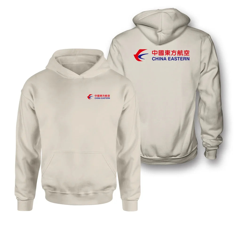 China Eastern Airlines logo on khaki double side hoodie