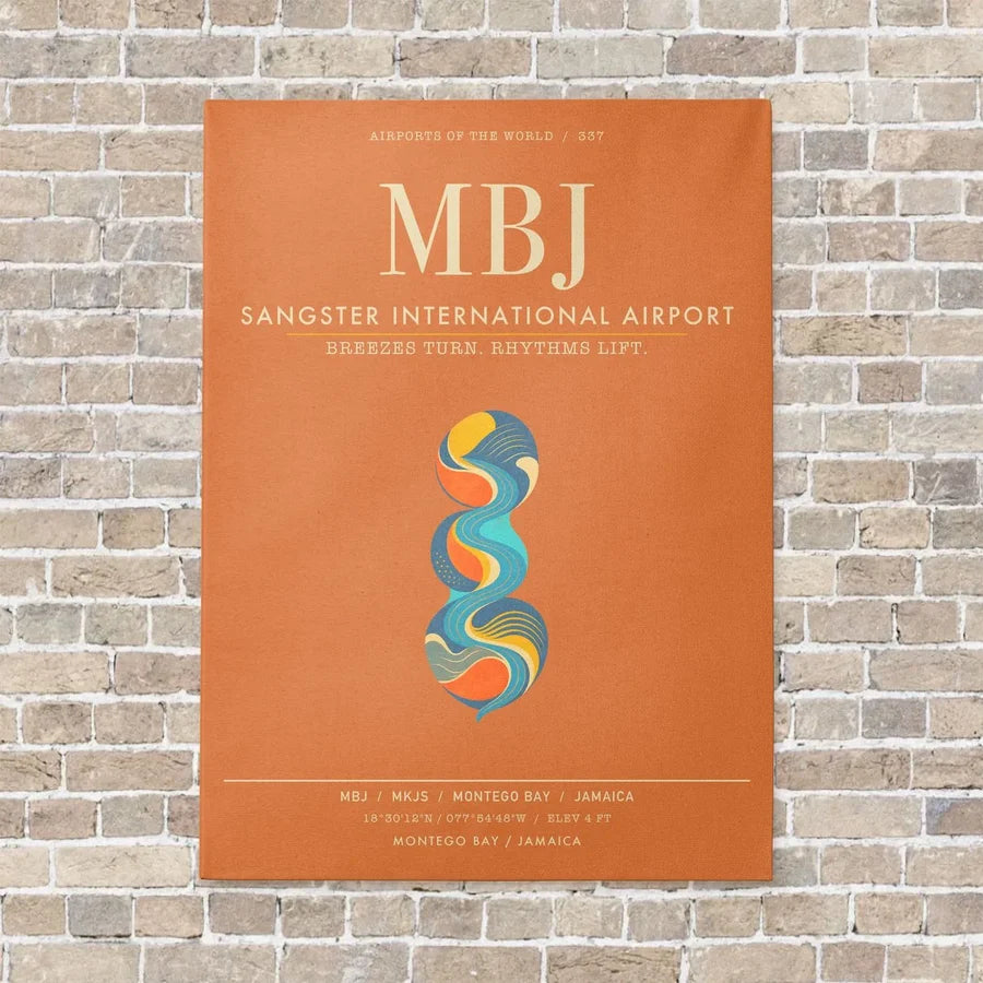 Sangster International Airport MBJ - Canvas Framed - Orange