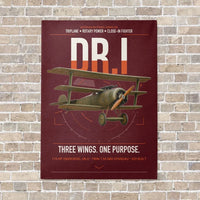 Thumbnail for Fokker Dr.I vertical canvas print - no frame - dark red background