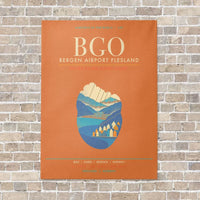 Thumbnail for Bergen Airport Flesland BGO - Canvas Framed - Orange