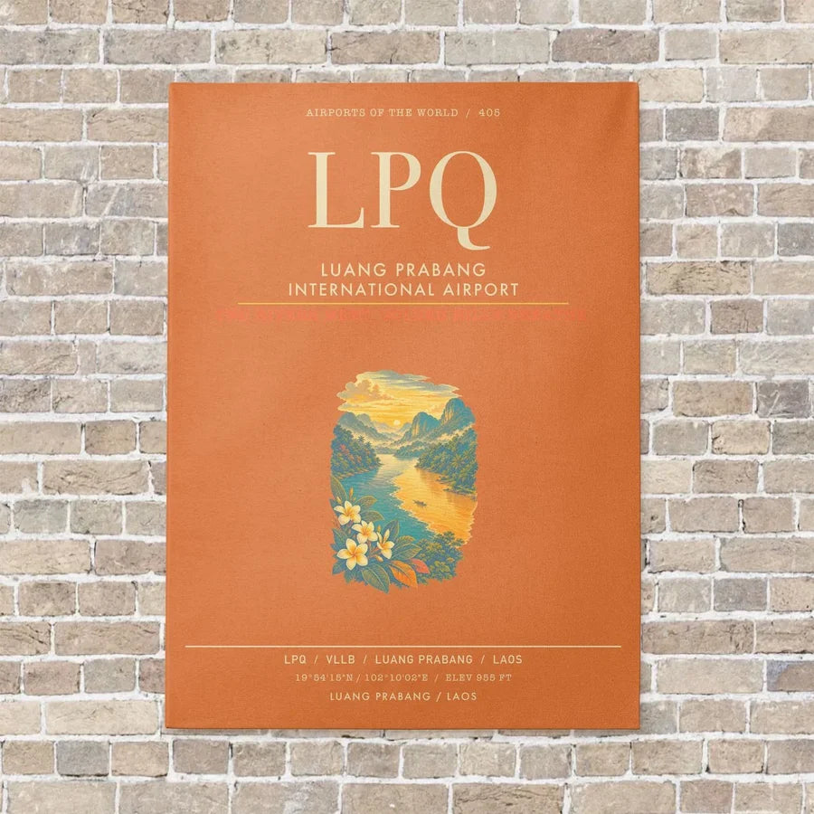 Luang Prabang International Airport LPQ - Canvas Framed - Orange