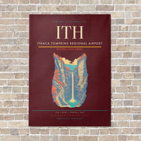 Thumbnail for Ithaca Tompkins Regional Airport ITH vertical canvas print - no frame - dark red background
