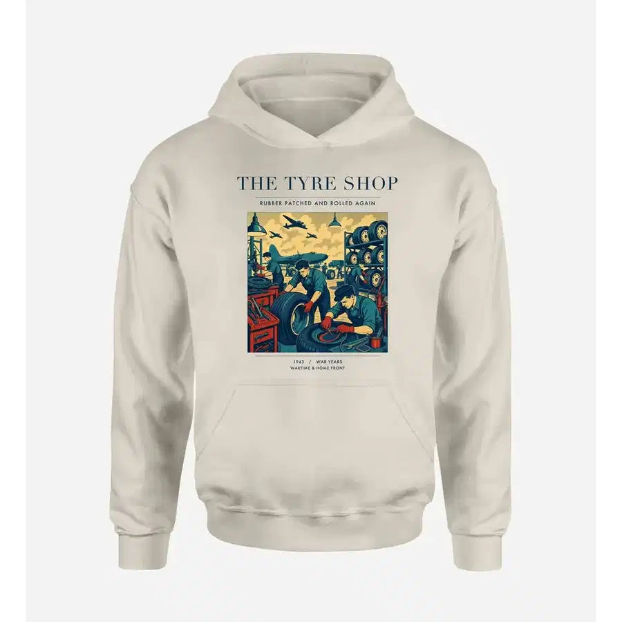 VINTAGE G4535 - The Tyre Shop - Premium Hoodie design on khaki premium