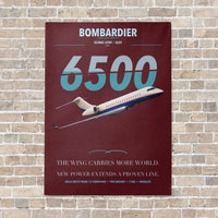 Thumbnail for Bombardier Global 6500 vertical canvas print - no frame - dark red background