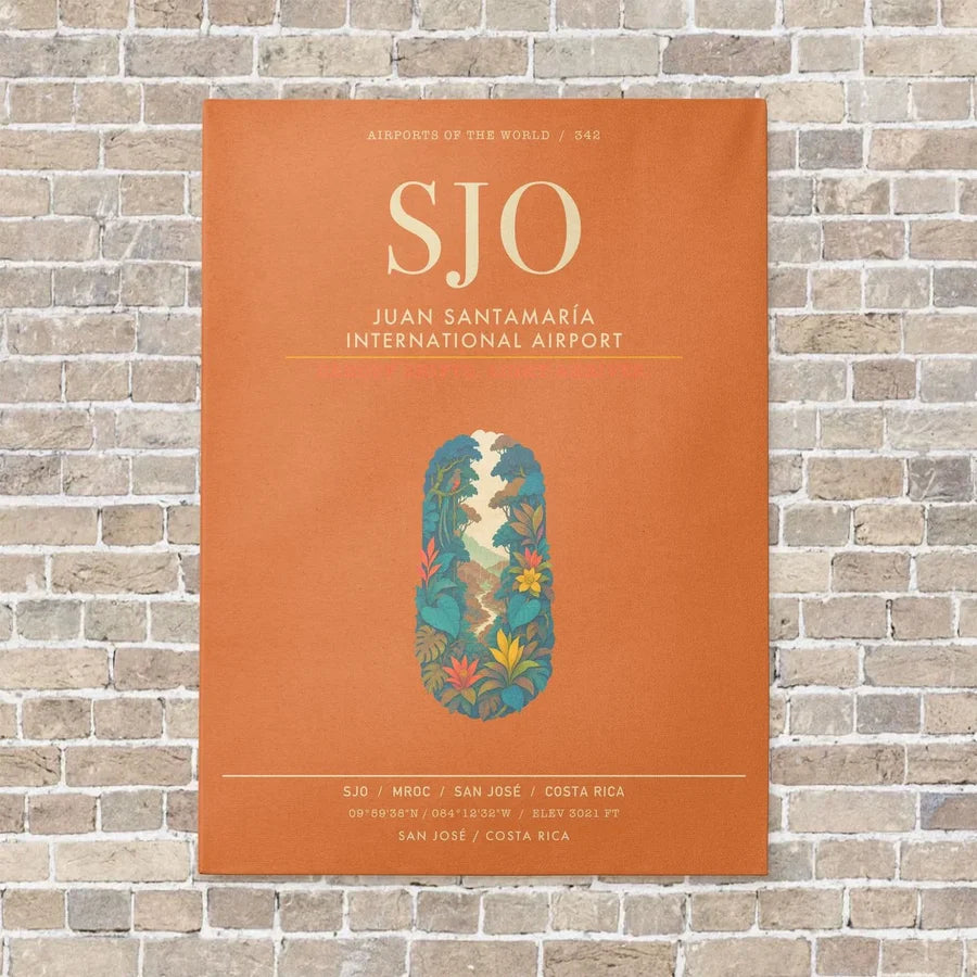 Juan Santamaria International Airport SJO - Canvas Framed - Orange
