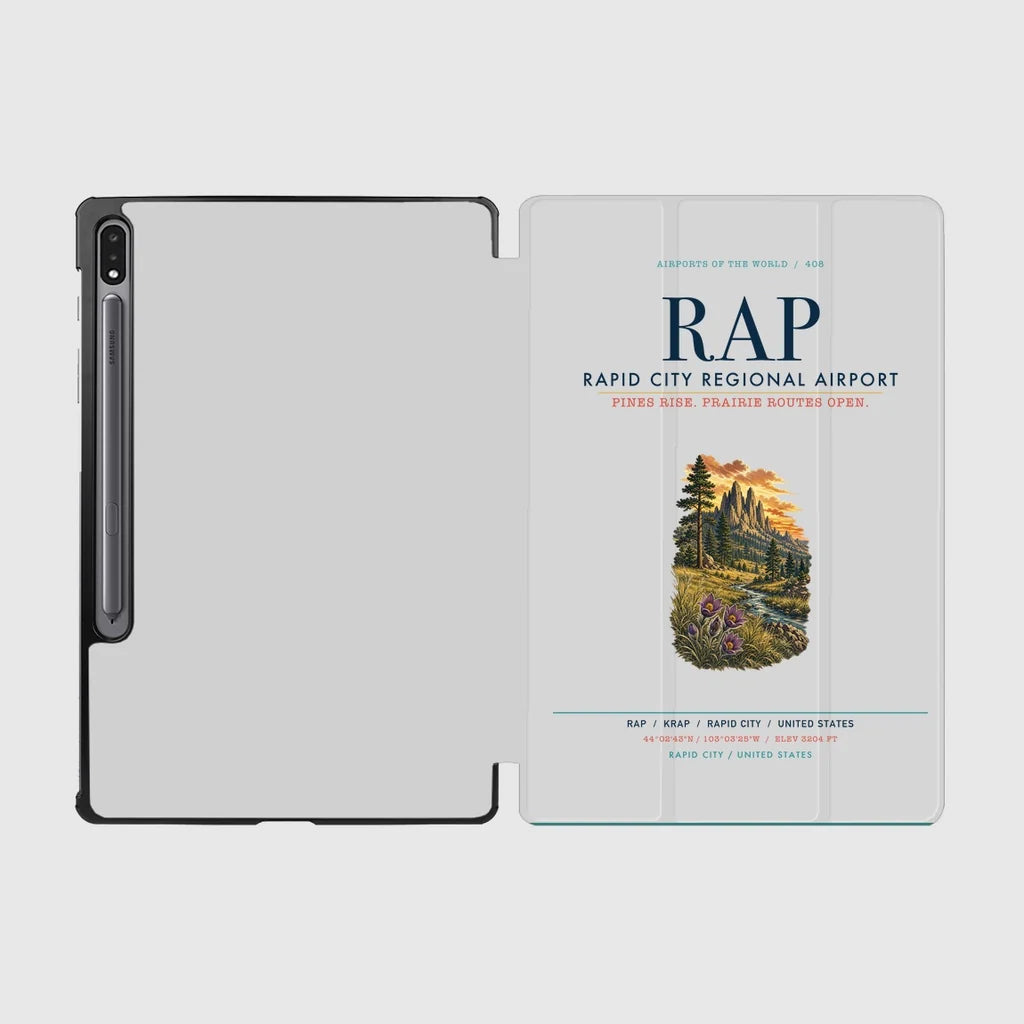 Rapid City Regional Airport (RAP) design on light gray samsung tablet tablet case