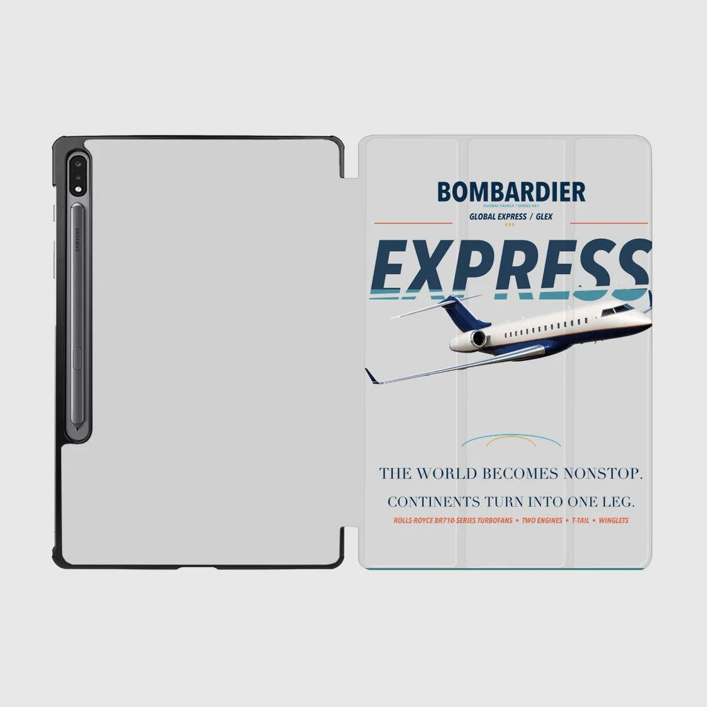 Bombardier Global Express design on light gray samsung tablet tablet case