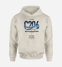 Thumbnail for Cessna 206 Stationair design on khaki double-side hoodie, single-side print