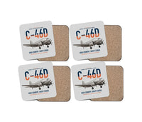 Thumbnail for C-46D Commando design on light gray 4 pieces set coaster