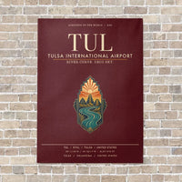 Thumbnail for Tulsa International Airport TUL vertical canvas print - no frame - dark red background