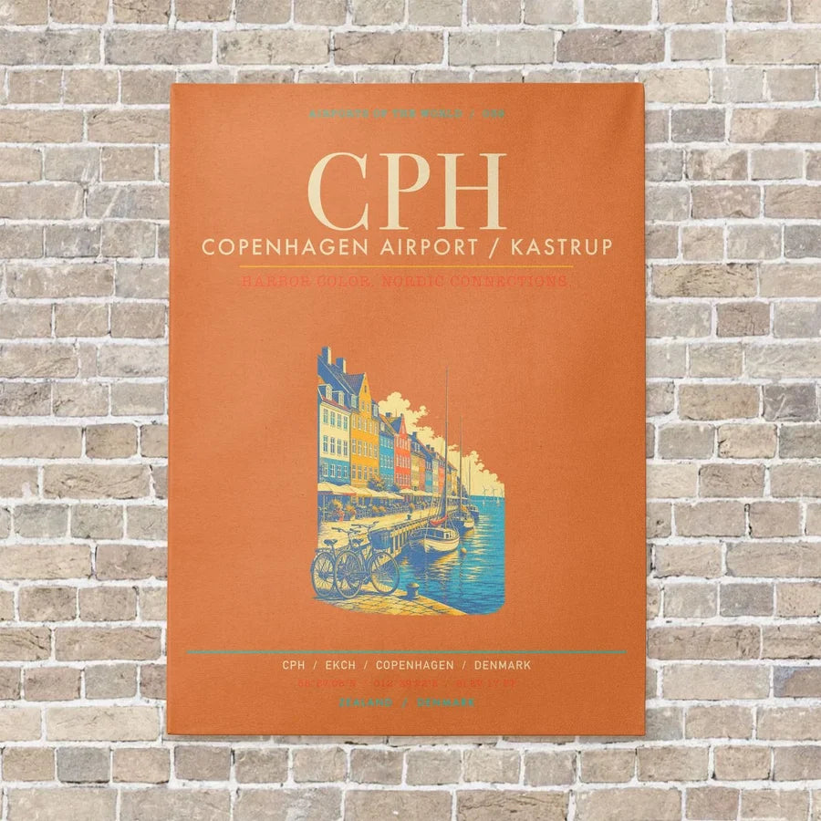 Copenhagen Airport Kastrup CPH - Canvas Framed - Orange