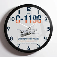Thumbnail for C-119G Flying Boxcar design on light gray framed wall clock