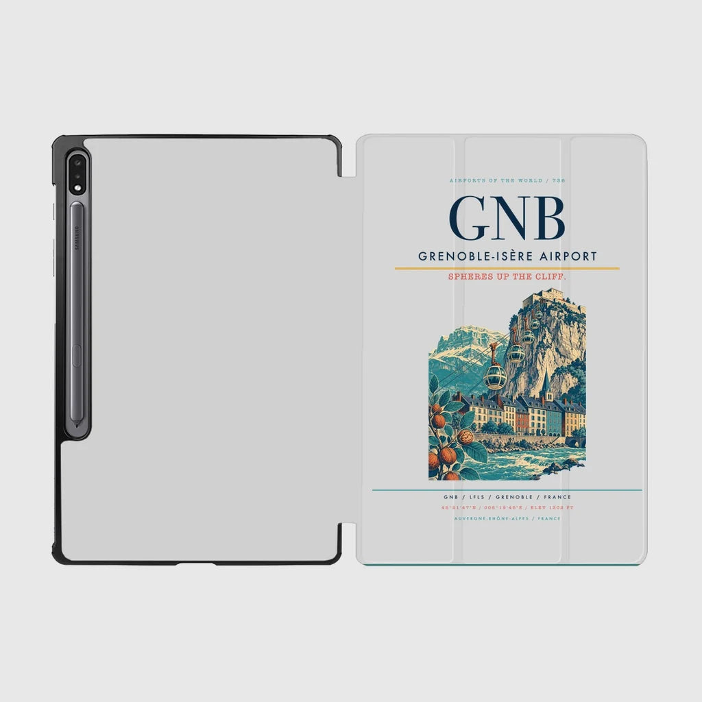 Grenoble-Isère Airport (GNB) design on light gray samsung tablet tablet case