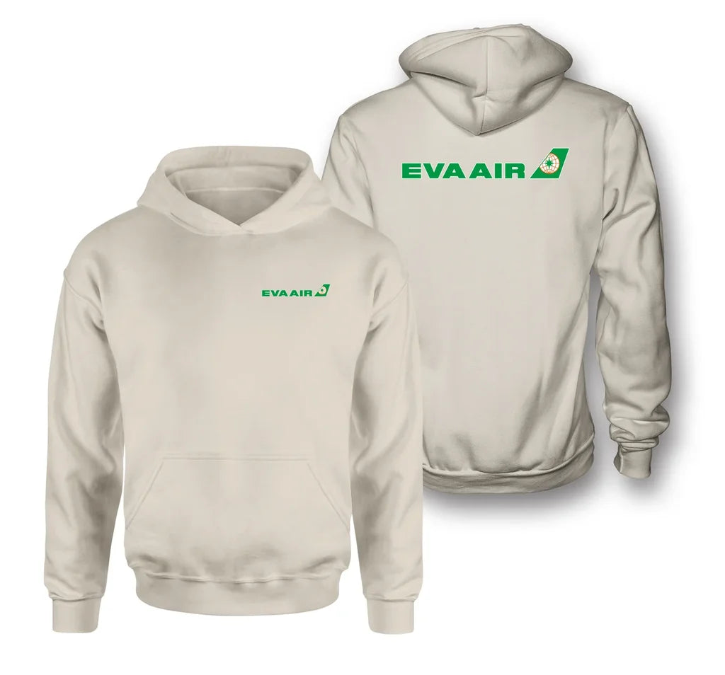 EVA Air Airlines logo on khaki double side hoodie