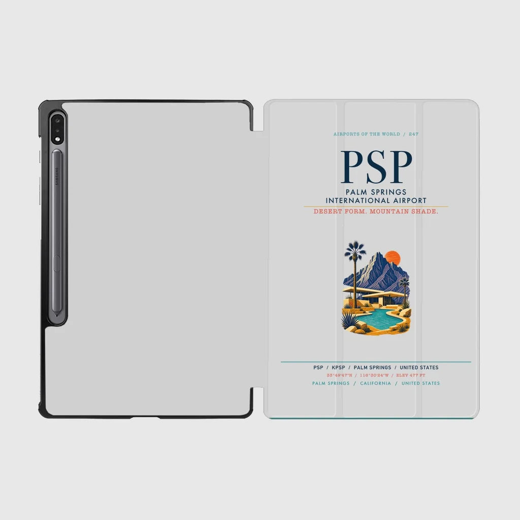 Palm Springs International Airport (PSP) design on light gray samsung tablet tablet case