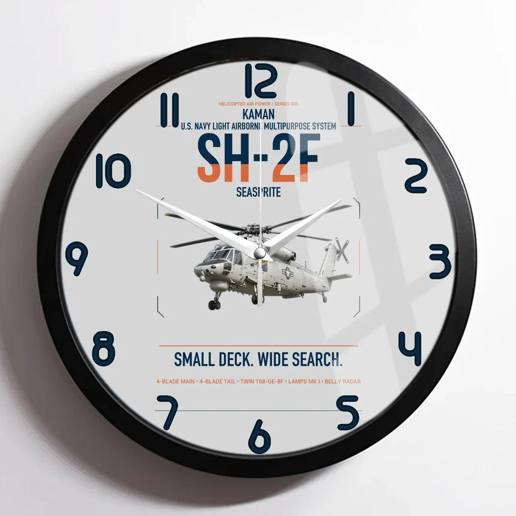 Kaman SH-2F Seasprite design on light gray framed wall clock
