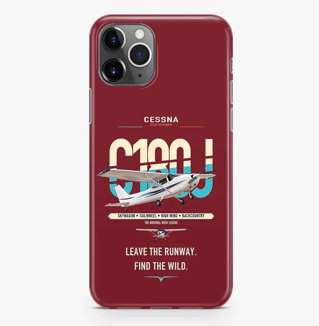Cessna 180J Skywagon design on dark red magsafe iphone case, for iPhone Pro Max