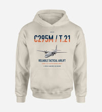 Thumbnail for Airbus C295M T.21 design on khaki double-side hoodie, single-side print