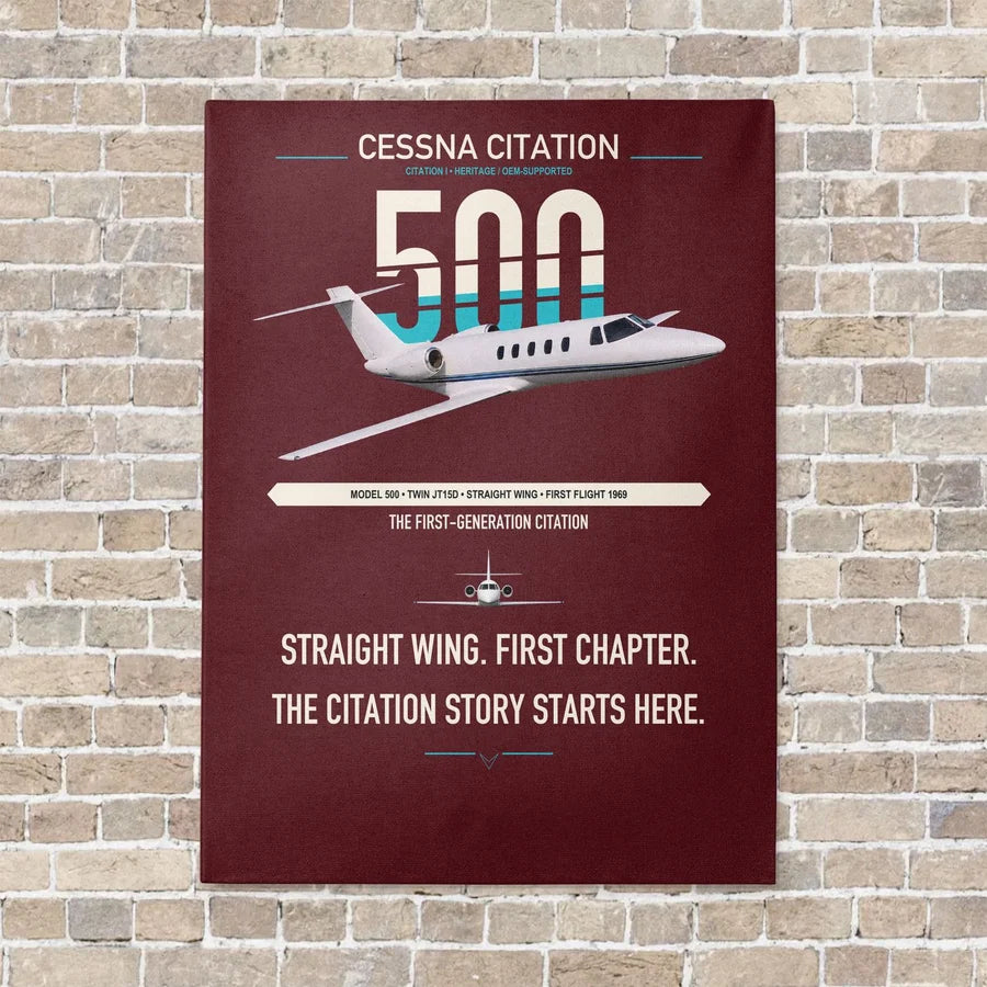 Cessna Citation 500 - Citation I vertical canvas print - no frame - dark red background