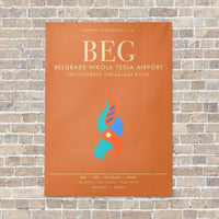 Thumbnail for Belgrade Nikola Tesla Airport BEG - Canvas Framed - Orange