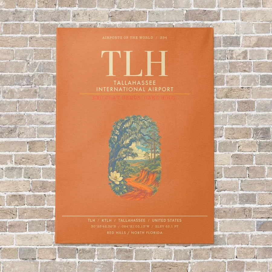Tallahassee International Airport TLH - Canvas Framed - Orange