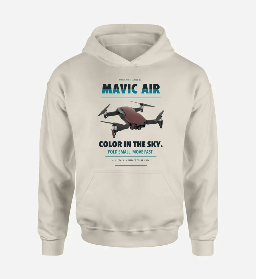 DJI Mavic Air design on khaki hoodie single side