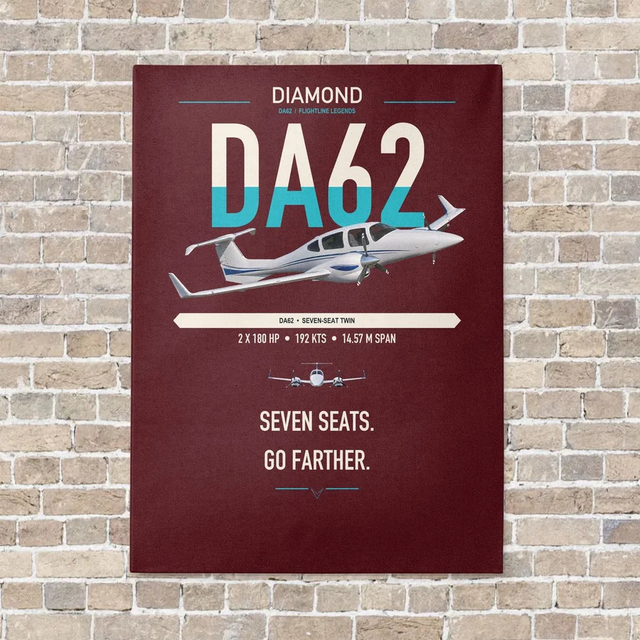 Diamond DA62 vertical canvas print - no frame - dark red background