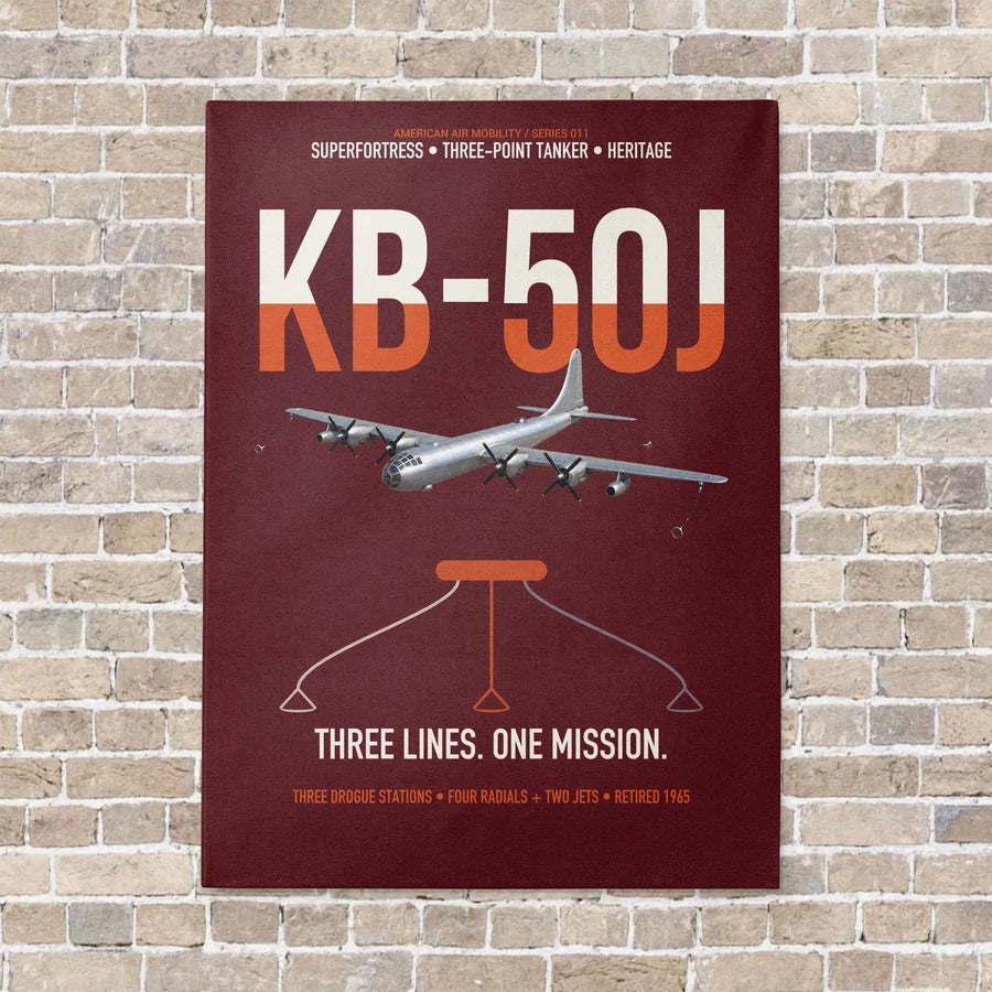 KB-50J Superfortress vertical canvas print - no frame - dark red background