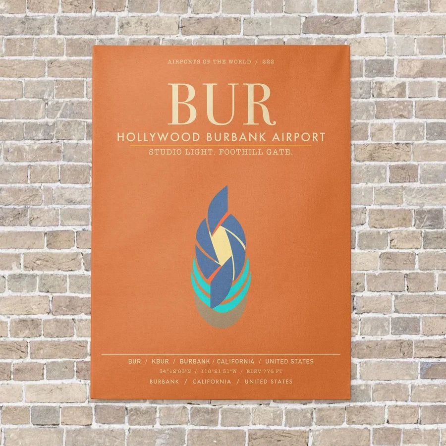 Hollywood Burbank Airport BUR - Canvas Framed - Orange