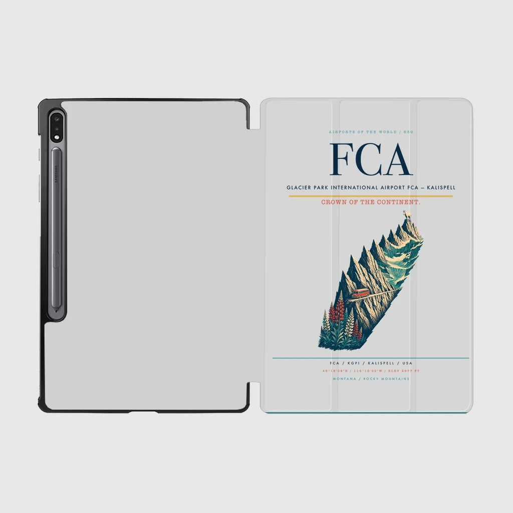 Glacier Park International Airport (FCA) design on light gray samsung tablet tablet case