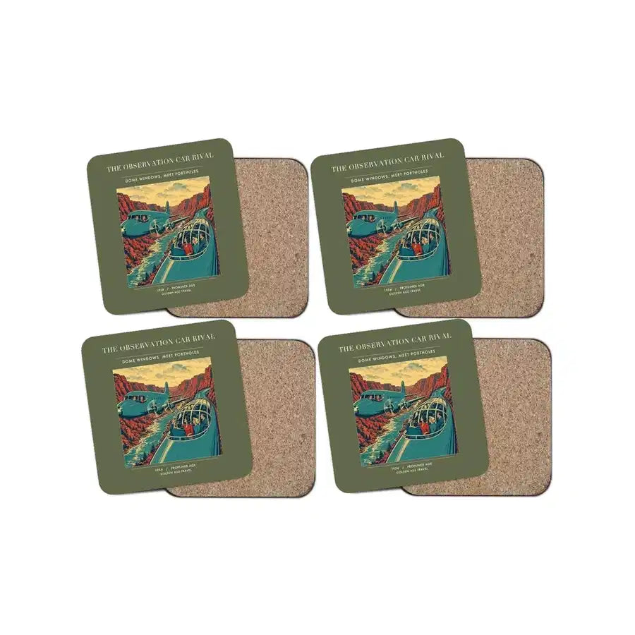 The Observation Car Rival - Designed Coasters design on green army 4-pieces-set