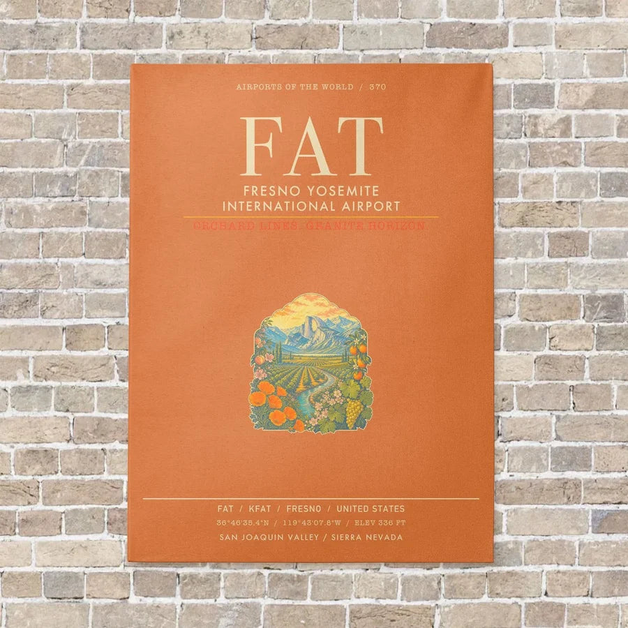 Fresno Yosemite International Airport FAT - Canvas Framed - Orange