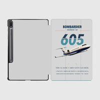 Thumbnail for Bombardier Challenger 605 design on light gray samsung tablet tablet case
