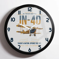 Thumbnail for Curtiss JN-4D Jenny design on light gray framed wall clock