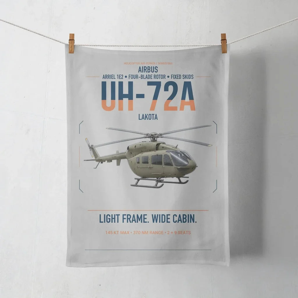 Airbus UH-72A Lakota design on light gray towel