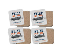 Thumbnail for AT-6E Wolverine Light Attack design on light gray 4 pieces set coaster