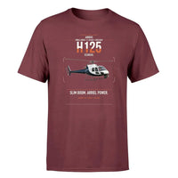 Thumbnail for Airbus H125 design on dark red t-shirt, single-side print