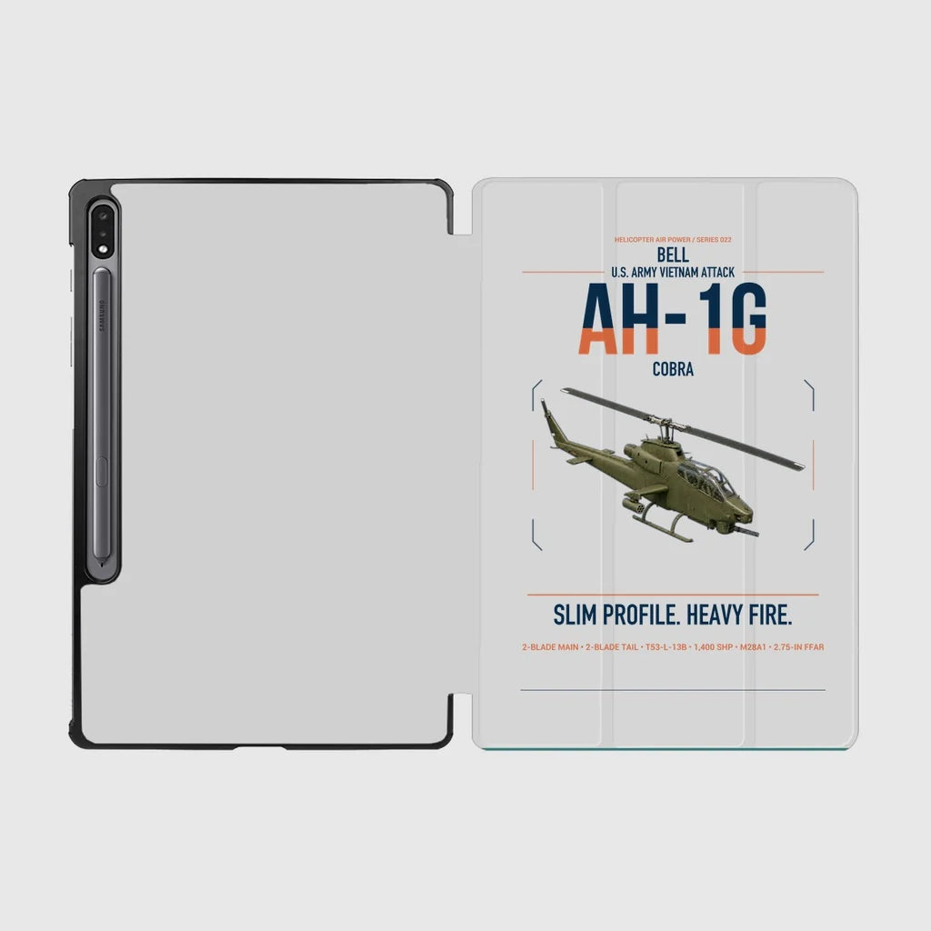 Bell AH-1G Cobra design on light gray samsung tablet tablet case