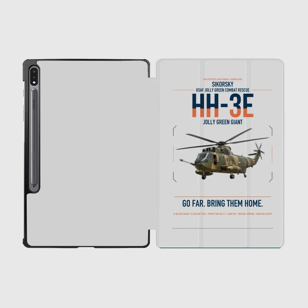 Sikorsky HH-3E Jolly Green Giant design on light gray samsung tablet tablet case