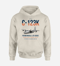 Thumbnail for C-123K Provider design on khaki double-side hoodie, single-side print