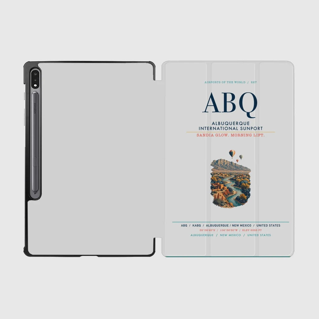 Albuquerque International Sunport (ABQ) design on light gray samsung tablet tablet case